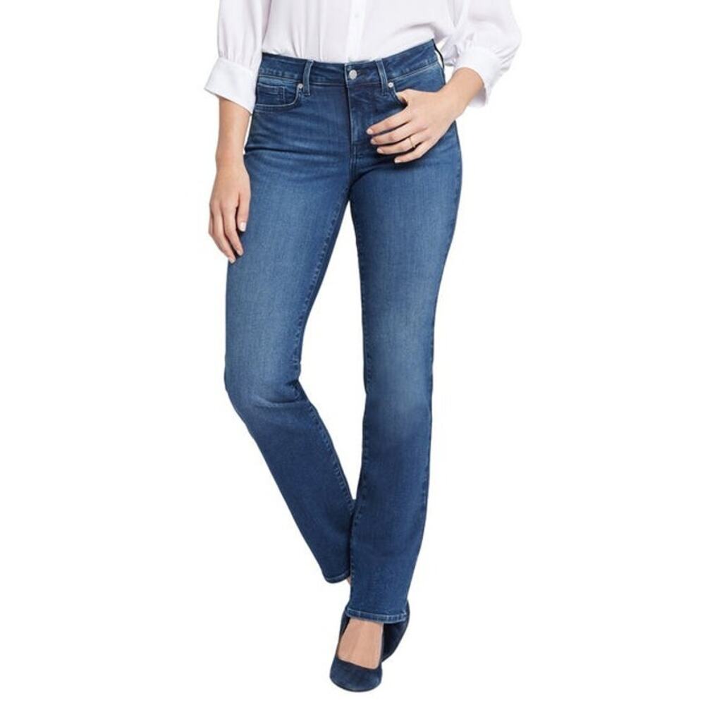 NYDJ Marilyn Province Straight Jean Blue‎ Lift Tuck Technology Medium Wash SZ 16